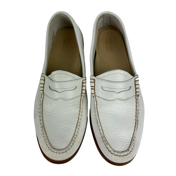 G.H. Bass Weejuns White Leather Penny Loafers 9M Moc Toe Preppie Flats - Picture 3 of 7